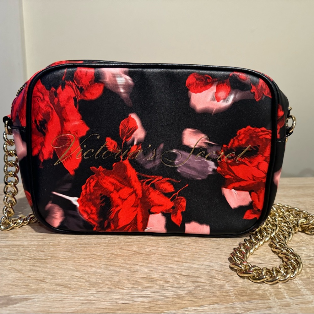 Victoria’s Secret floral pattern purse with gold chain